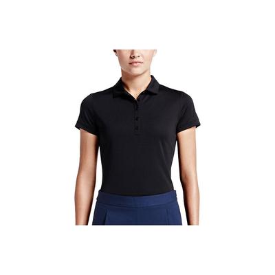 Solid Color Sports Short Sleeve Polo Shirt Women Tops Black 725586-010