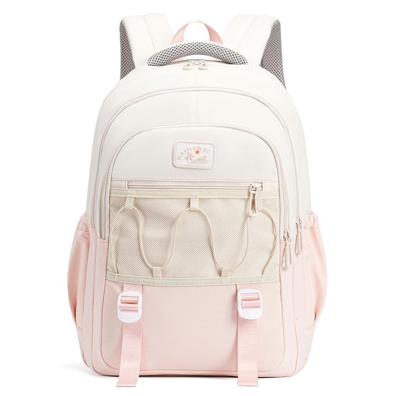 Middle School Student Schoolbag Color Block Women's Large Capacity Waterproof Lightweight Backpack