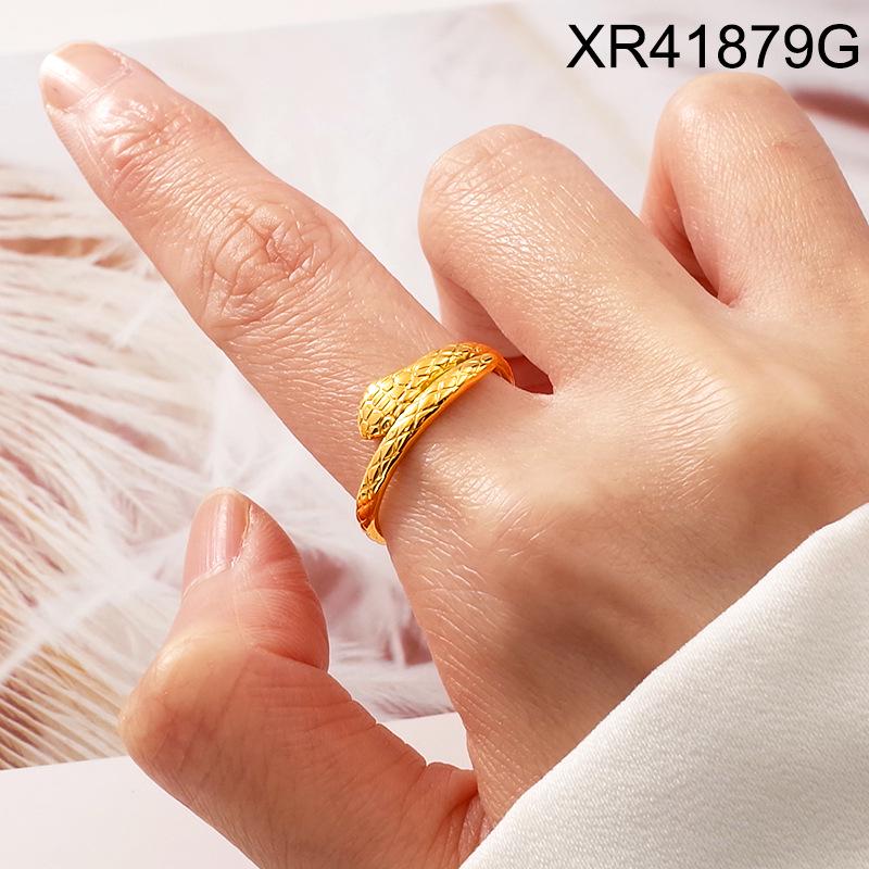 18K Gold Plated Snake-Shape Open Ring In Titanium Steel - Trendy, Cool, Light Luxury Finger Ring for Women In European American Style