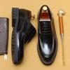 Britische Freizeitschuhe aus Leder Herren Business-Kleid Echtes Leder Glänzendes Leder Schwarz Dicksohlige Erhöhung Herrenschuhe