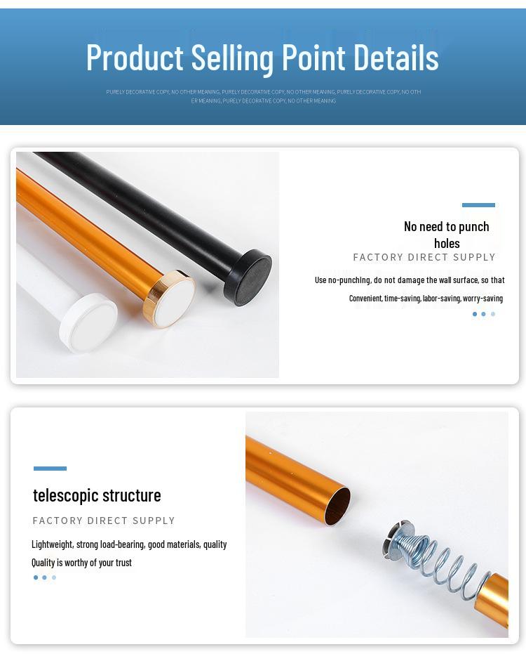 Adjustable Aluminum Alloy Telescopic Rod for Shower, Curtain, or Clothes Drying