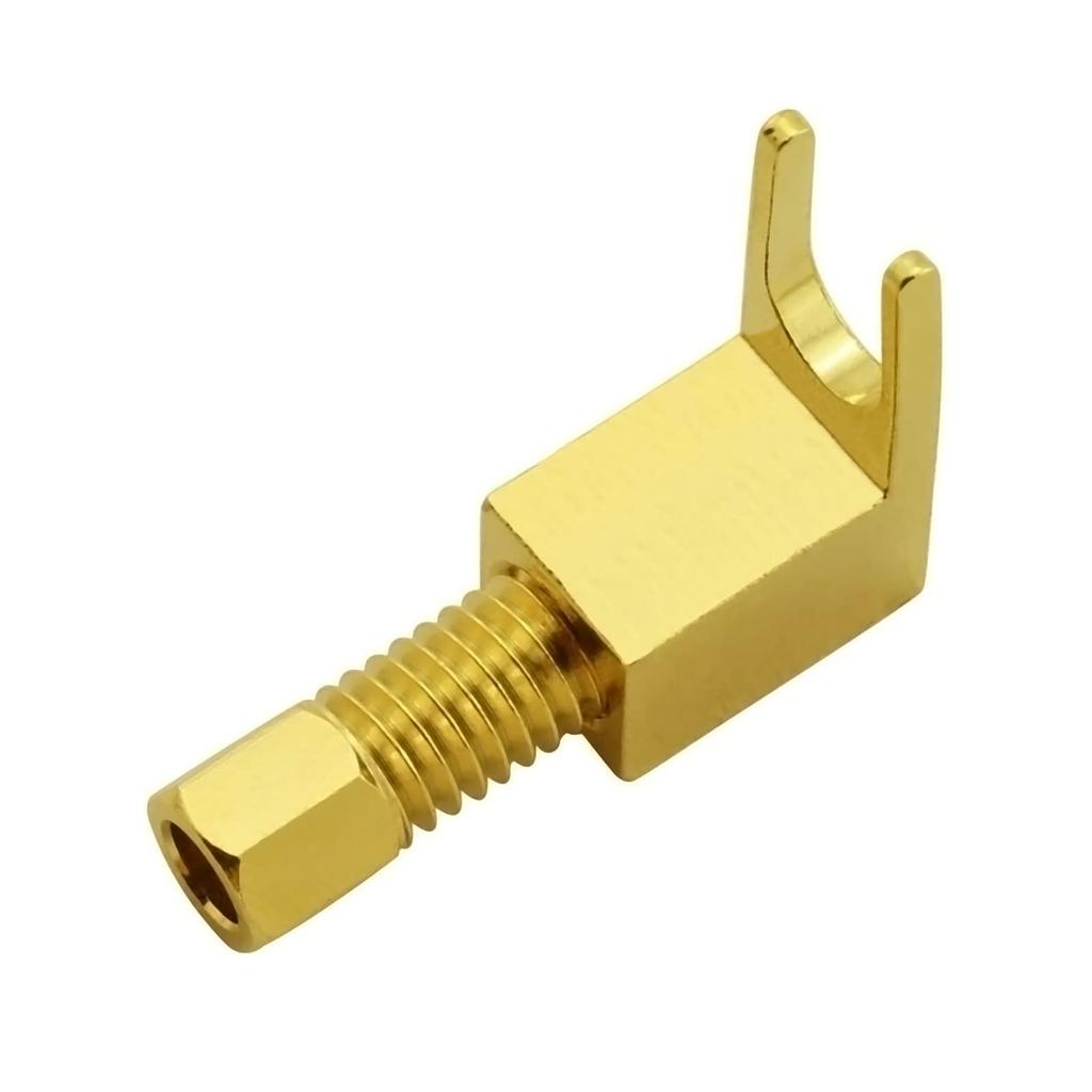 Cleqee Wandelt Bananenstecker in Gabelstecker um Goldene Lautsprecherkabel-Steckverbinder 8er-Pack Y-Gabelklemmen, L-förmig, Lötlos, (Y-Kabelschuhe), Plattiert,