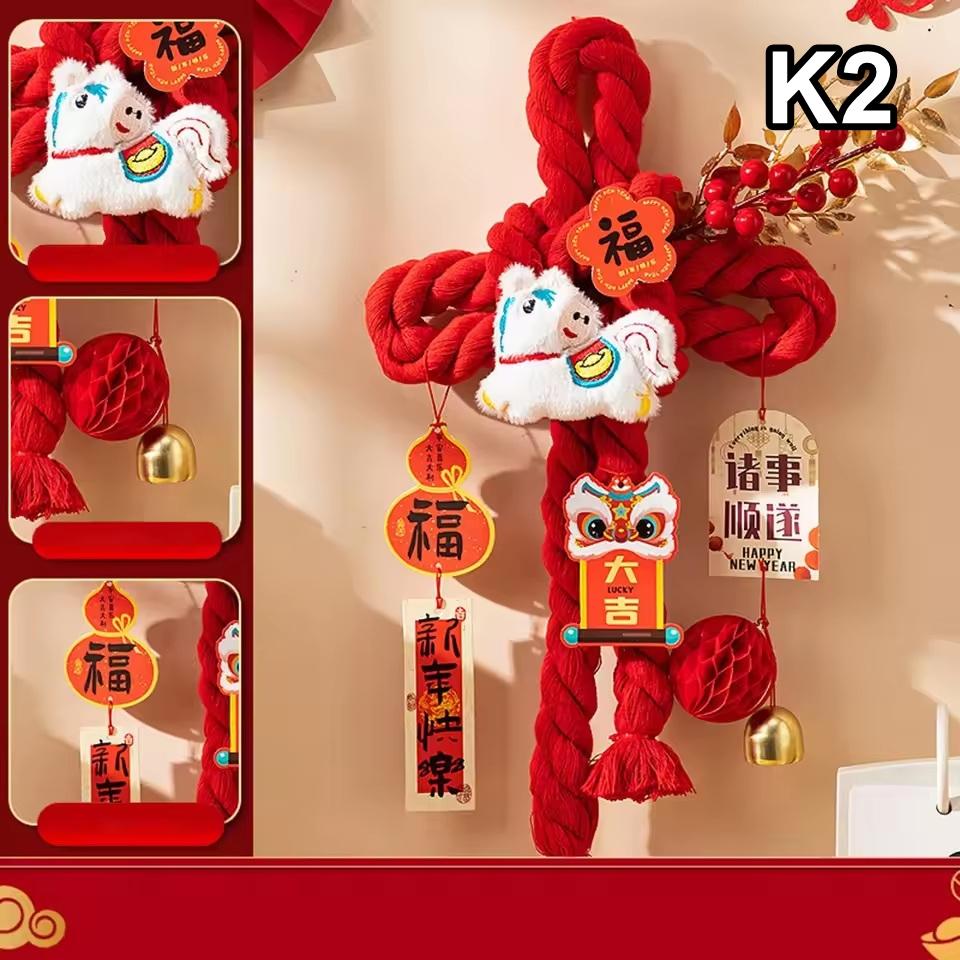

2026 Year Pendant Year Of The Horse Red Lucky Flower Pendant Entrance Door Decor For Living Room K2
