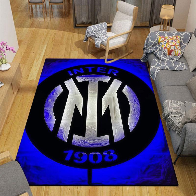 Inter Milan Printed Carpet, Home Sofa Decoration for Living Room & Bedroom, Non‑Slip Play Flannel Floor Mat for Game Room