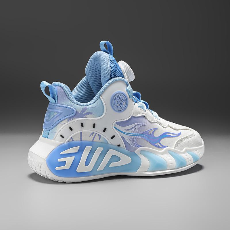 2025 winter new children's cotton shoes, velvet warm and cold-proof boys and girls basketball shoes, rotating buckle student sports shoes