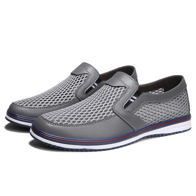 Fashion All-match Mens Sneakers Male Comfortable Slip-On Shoe New Arrival Men Casual Shoes Genuine Leather Male Hollow Out Driving Shoes
