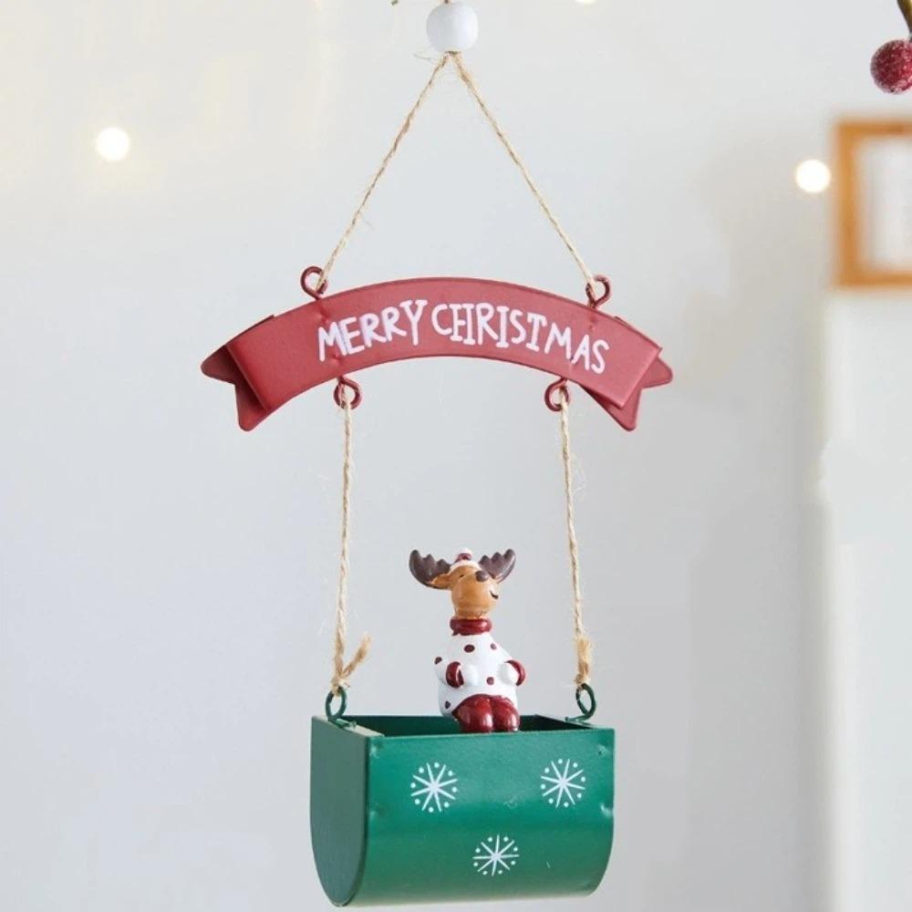 Hanging Christmas Tree Pendant Iron Xmas Hanging Ornaments Snowman Pendant Holiday Decor