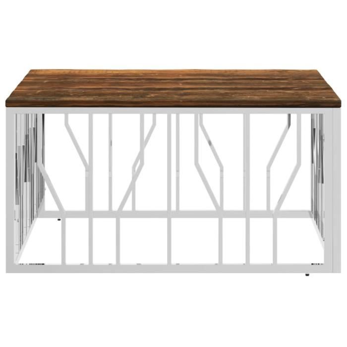 VidaXL Table basse argenté acier inoxydable-bois massif récupération 350061