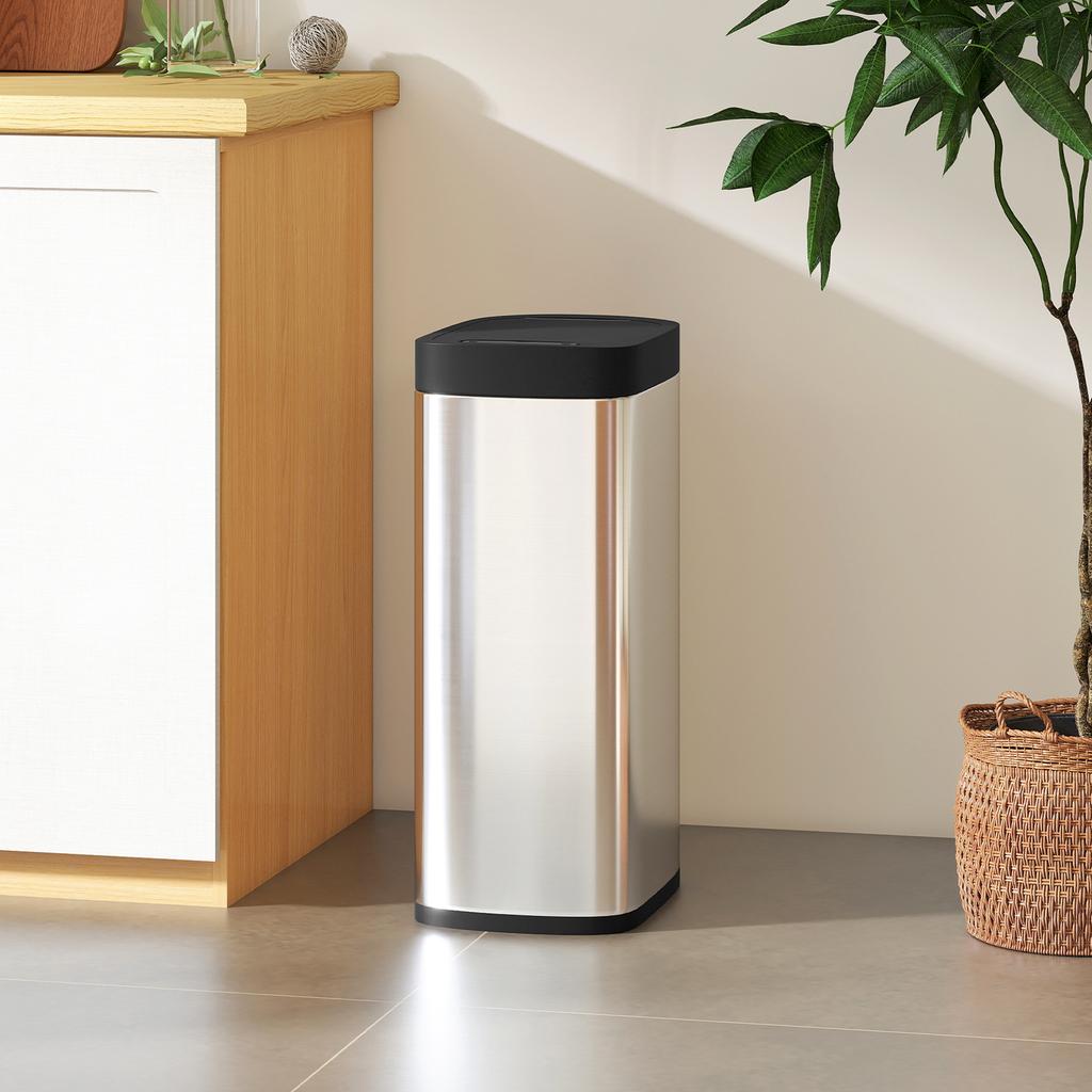Automatic Kitchen Bin, 50 L, Motion Sensor, Battery, 26.5 x 35.5 x 68 cm, Silver