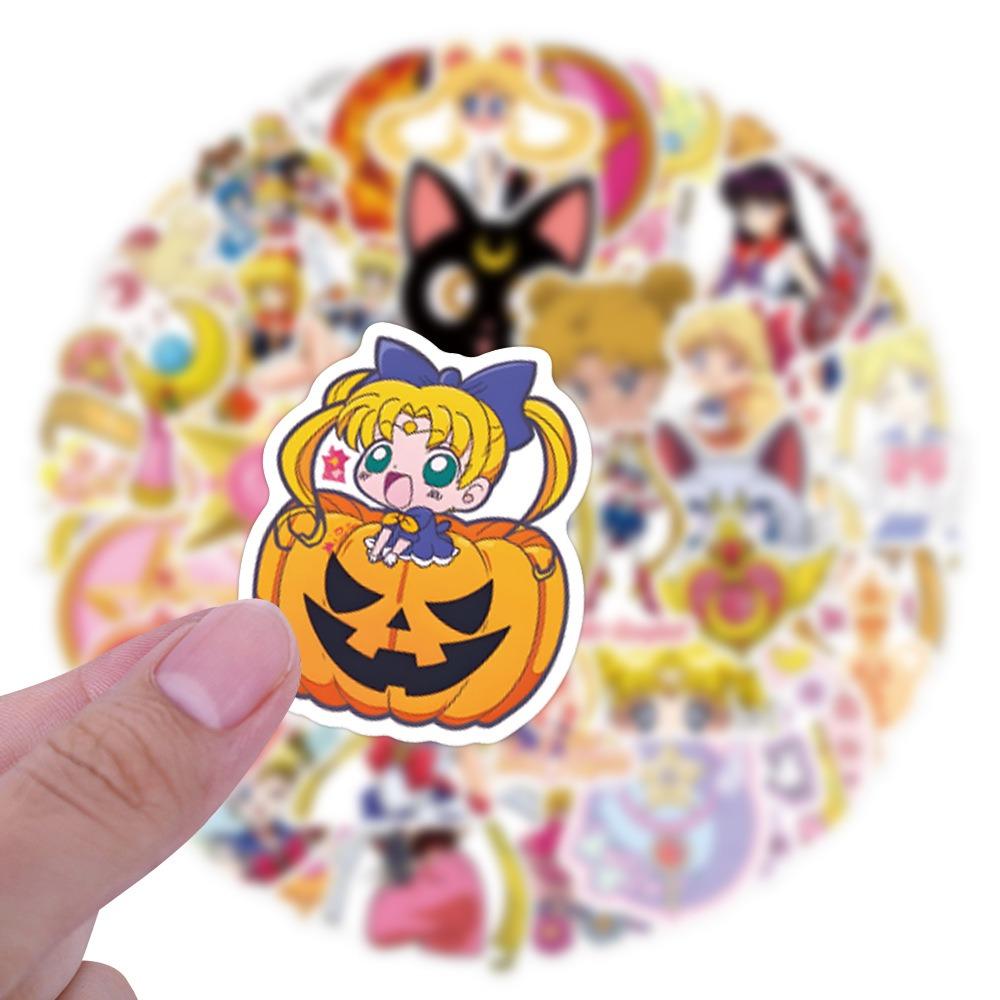 55Pcs Cartoon Sailor Moon Graffiti Stickers Suitcase Water Cup Stationery Mobile Phone Laptop Refrigerator Decoration Diy Decals