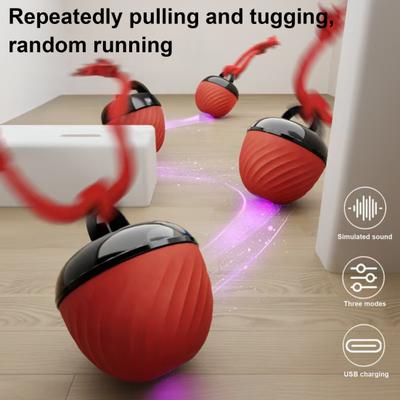 Interaktiver Hundeball Kaubeständig Smart Welpenspielzeugball mit Geräusch Seil Elektrisch Automatisch Beweglich
