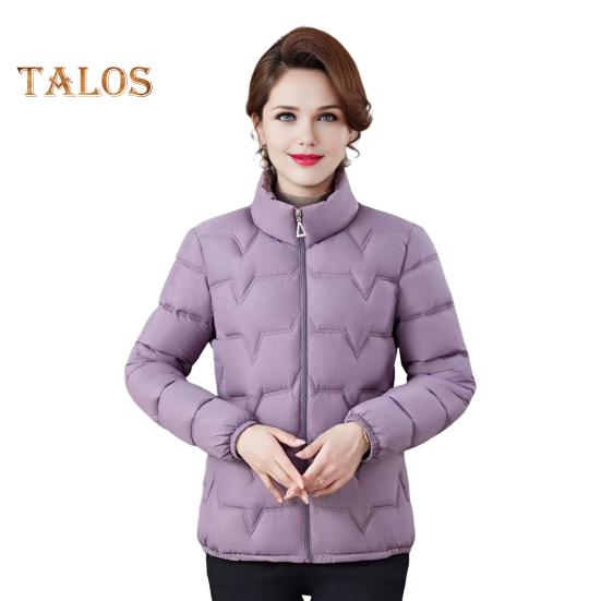 

Женская хлопковая куртка с воротником-стойкой и длинным рукавом, однотонная застежка-молния, осенне-зимнее хлопковое пальто, утолщенная стеганая верхняя одежда XL фиолетовый