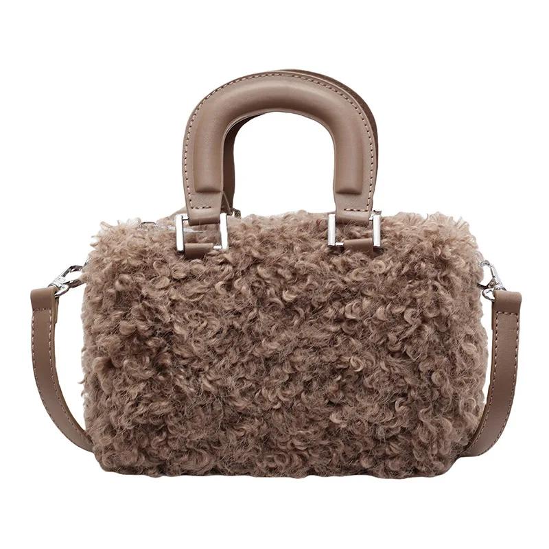 Nowa koreańska casualowa mała kwadratowa torebka dla kobiet retro niszowy design imitacja wełny modna torba