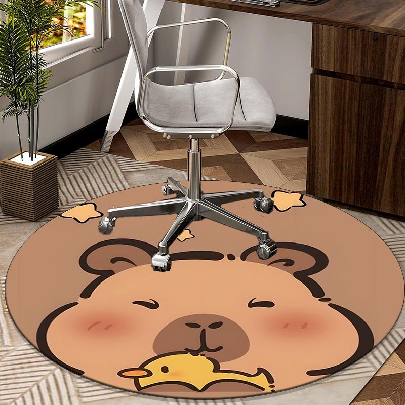 Bear Friends Greeting round carpet Chair cushion Round Entryway Rug, Soft Round Rugs for Living Room, Bedroom, Circle Carpet decor gifts