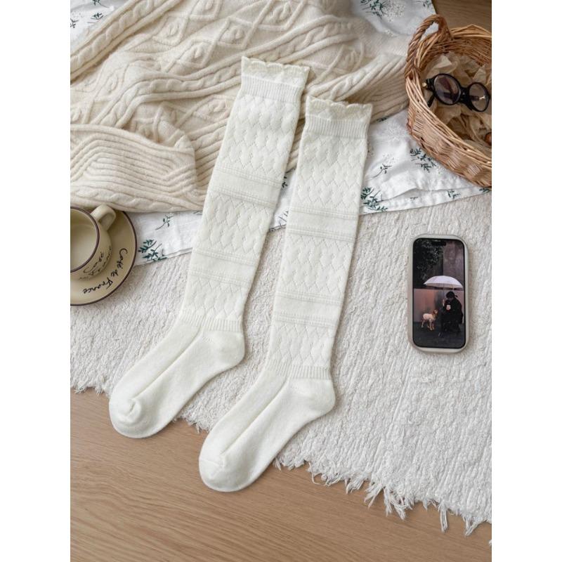 

Ladies Autumn and Winter Warm Thickened Thin Legs Hollow Fishing Net Wool Pile Pile Calf Socks 1 pair