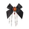 Halloween Skeleton Hand Hair Clips with Bowknot Faux Crystal Hand Bone Hairpin Gothic Skull Claw Hair Accessories for Girls Party Cosplay