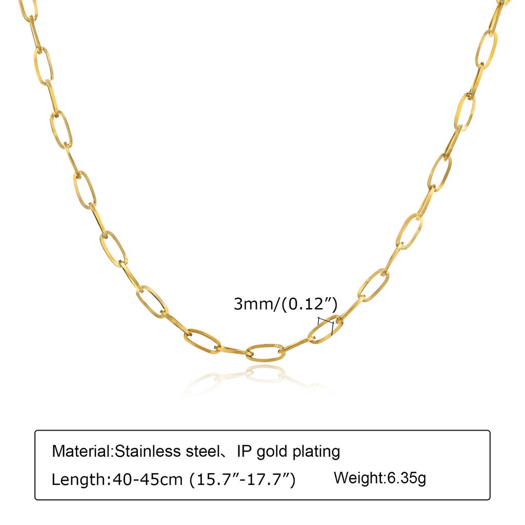 Colar de Corrente Cruzada Estilo Moda, Corrente para Clavícula de Aço Inoxidável, Colar de Corrente O Plana e Longa para Mulheres