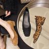 Fashion New Design Fashionable Square Heels Bowknot Comfortable Versatile Wear-resistant Leopard Print Shoes Low Heels Pumps Zapatos