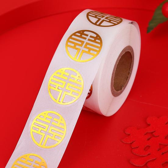 500Pcs/Roll Double Happiness Label Stickers Adhesive PVC Holidays Daily New Year Label Stickers for Book