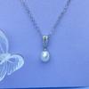 HENGSHENG 6-7mm Rice Shape Freshwater Pearl Pendant Necklaces Jewelry Gift Shine Zircon 45cm Chain Necklaces for Women Girls