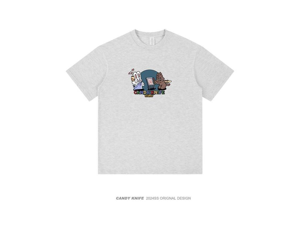 Statue of Liberty Rabbit Self-Portrait Cotton T-Shirt - Unisex Short-Sleeve Summer Top
