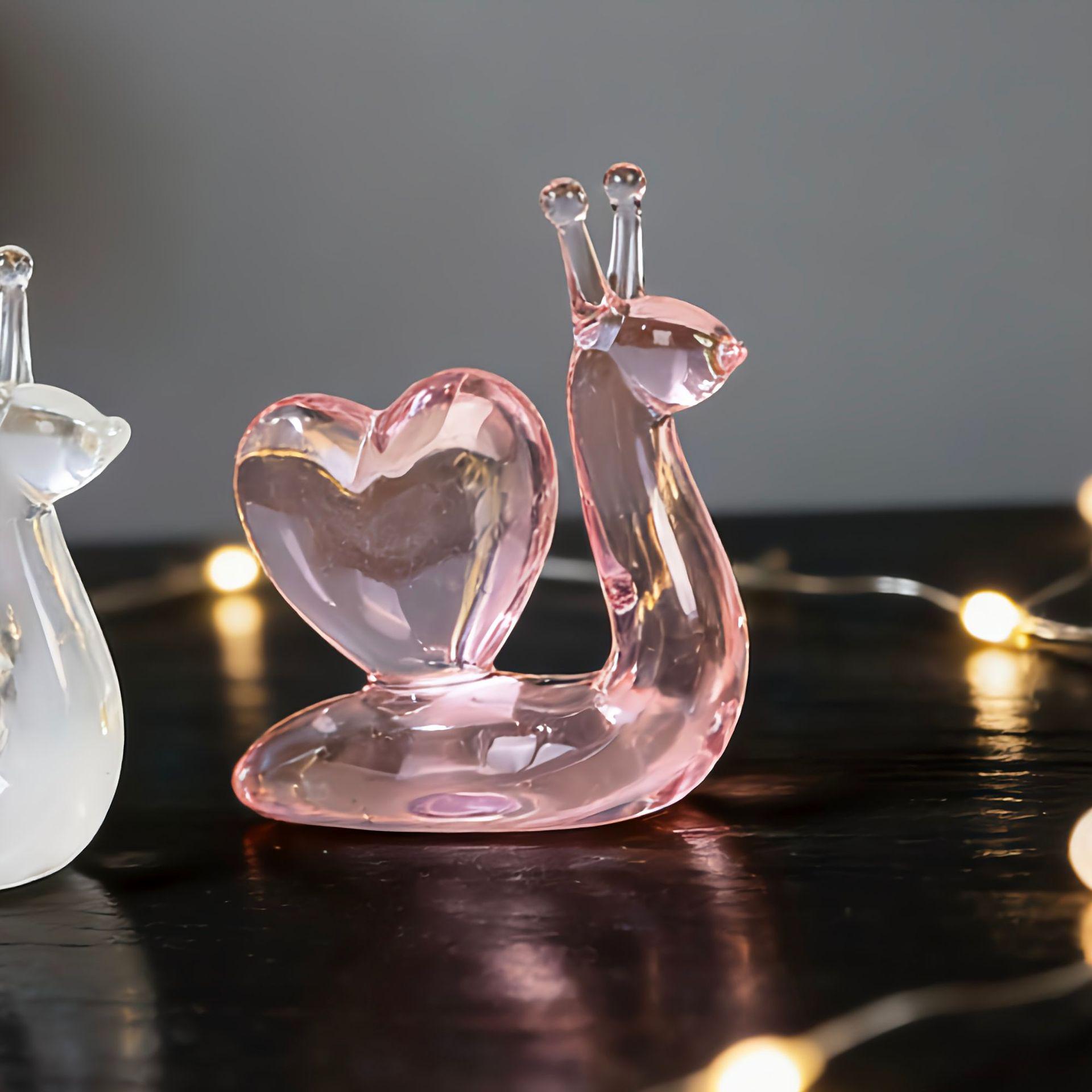 Hand-Painted Cartoon Glass Snail Figurine - Mini Desktop Decoration