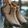 Spring Autumn Men'S New Boots Large Zip Anti Slip Shoes Outdoor Casual Handmade Boots Fashion Comfortable Men'S Shoes Botas
