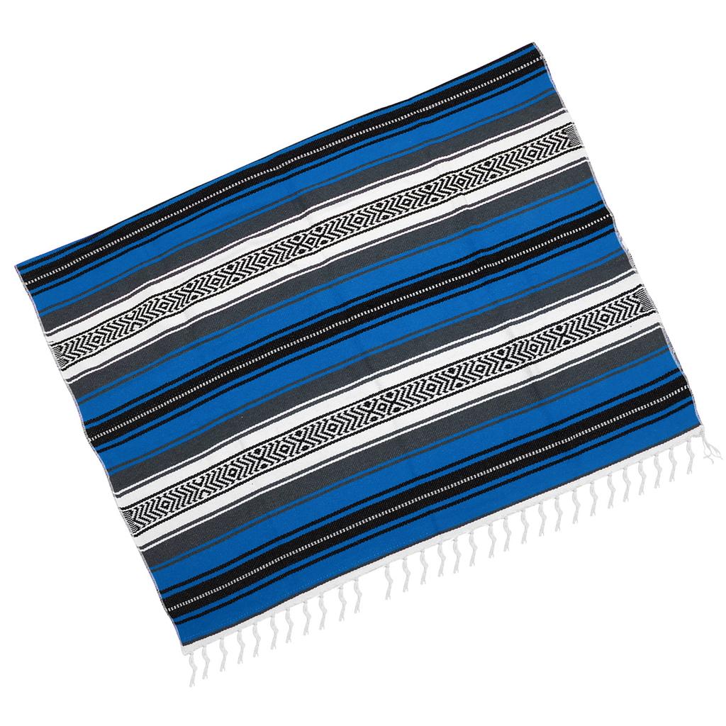 Thick Mexican Woven Blanket Polyester Cotton Soft Vibrant Colors Home Decor Sofa Bedroom Car Use Blue 130X180Cm Blended