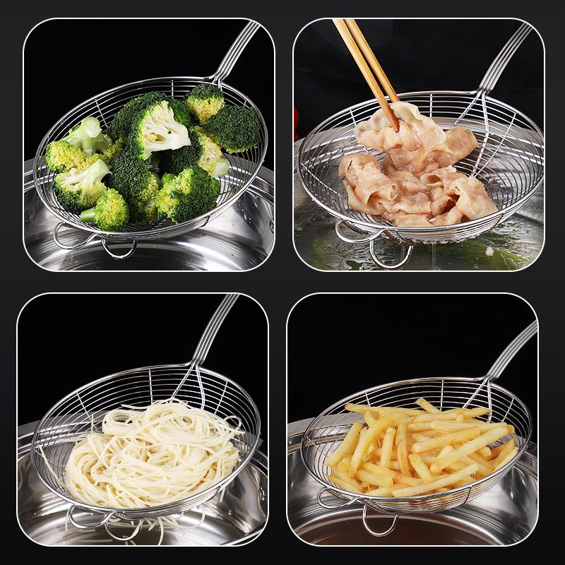 Large 304 Stainless Steel Skimmer for Dumplings, Hot Pot, Noodles, and Oil Frying.