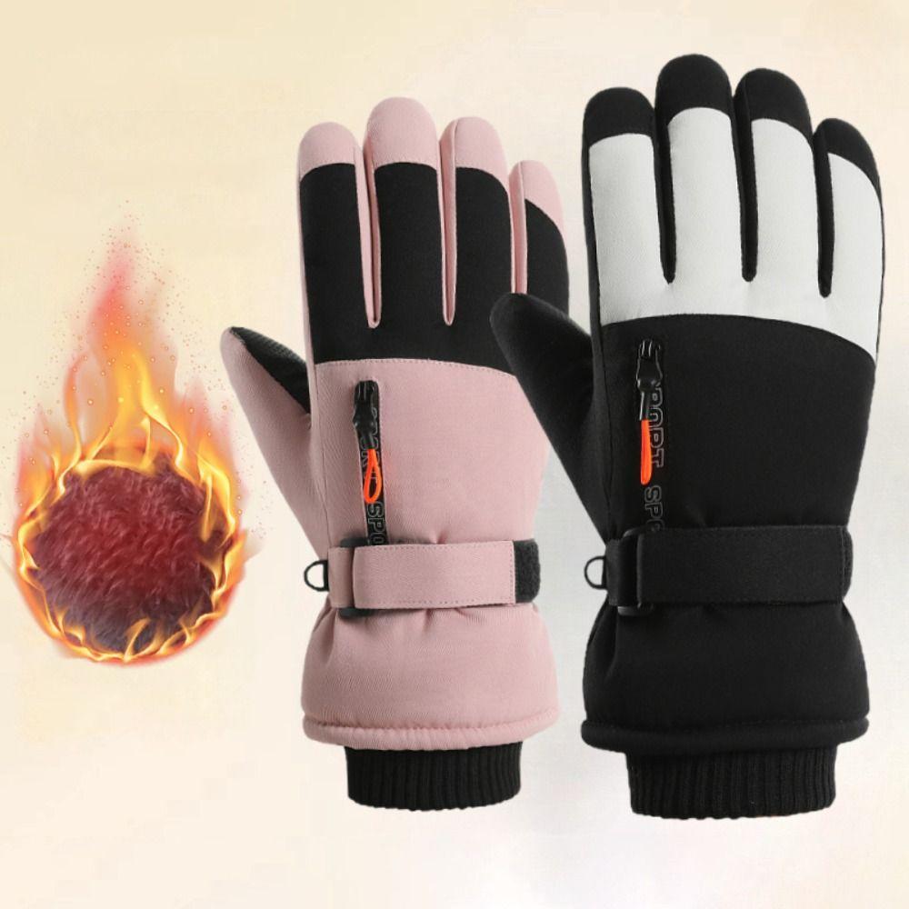 Touch Screen Plush Winter Warm Gloves Waterproof Motorcycle Cycling Gloves  For Women Man