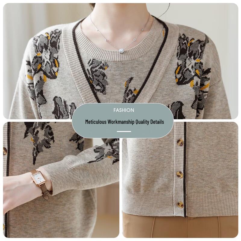 Ensemble Deux Pièces Cardigan Tricot Printemps pour Femme Hengyuanxiang