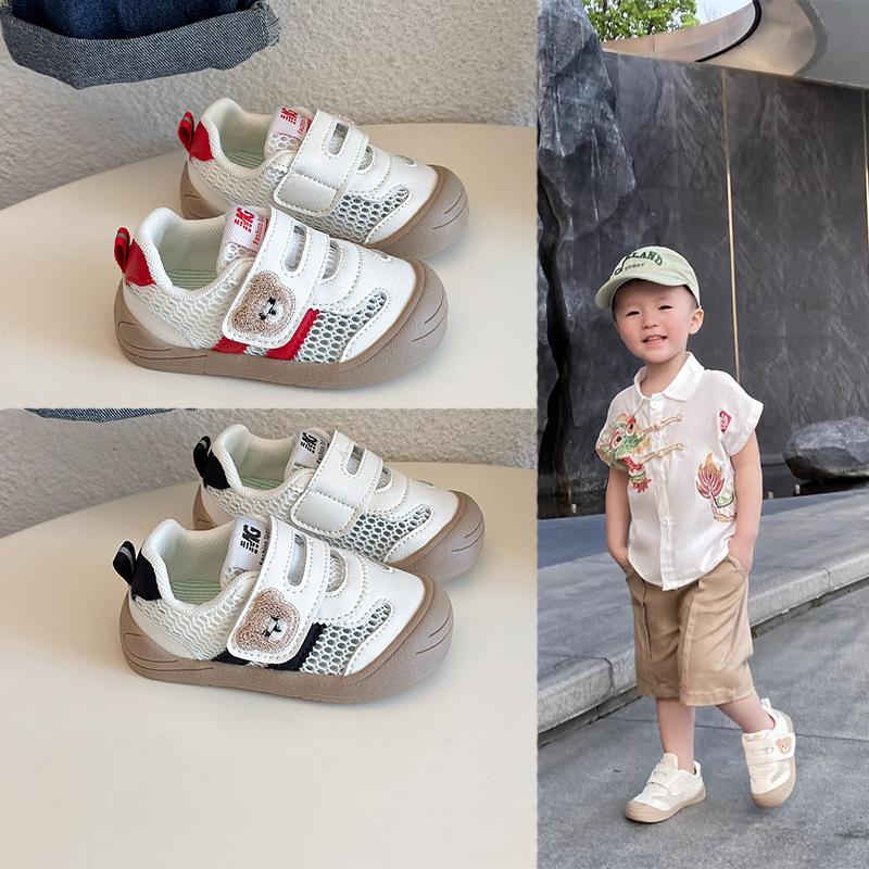 Baby toddler shoes spring 2025 new baby shoes baby shoes autumn classmates children bear embroidery