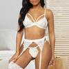 3Pcs/Set Underwear Close-fitting Visual Experience Spandex See-through Bra Three-piece Suit for Bedroom