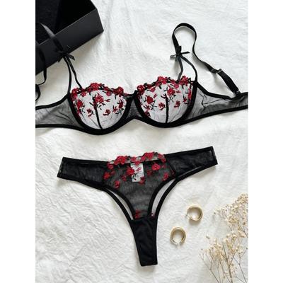 Gece Güzel Seksi Kadın İç Çamaşırı Seti 2 Parça Çiçek Nakışlı İç Çamaşırı Seksi Erotik İç Çamaşırı İç Çamaşırı Seti