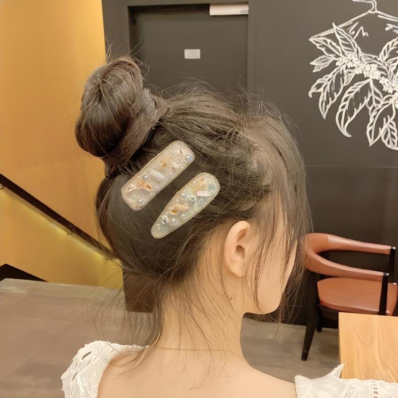 Retro New Pearl Bb Clip Internet Celebrity Rhinestone Back Head Broken Hair Clip Versatile Internet Celebrity Girl Hairpin Hair Accessories