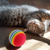 12pcs Kitten Colored Rainbow Toy Balls Lovely Teasing Toy Soft Light and Non-toxic Super Cute Beautiful with Feather for Cats