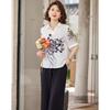 Pasite Floral Print Chiffon Two-Piece Outfit for Middle-Aged Women