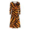 Long Sleeve Casual Midi Dress Ladies Patchwork Hem Loose Dress