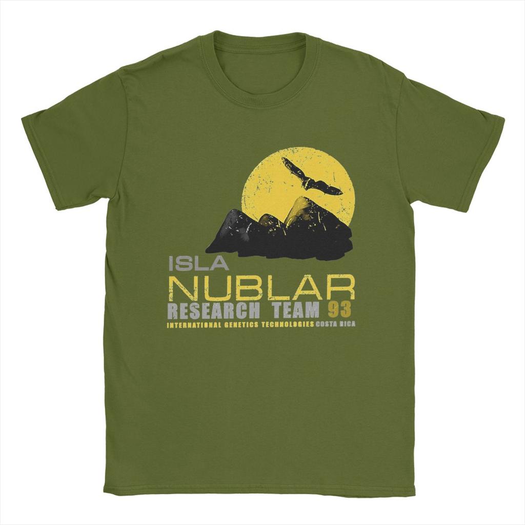 Men T-Shirts Isla Nublar Research Team Vintage 100% Cotton Tees Short Sleeve Jurassics Parks T Shirt Crew Neck Clothes Printed