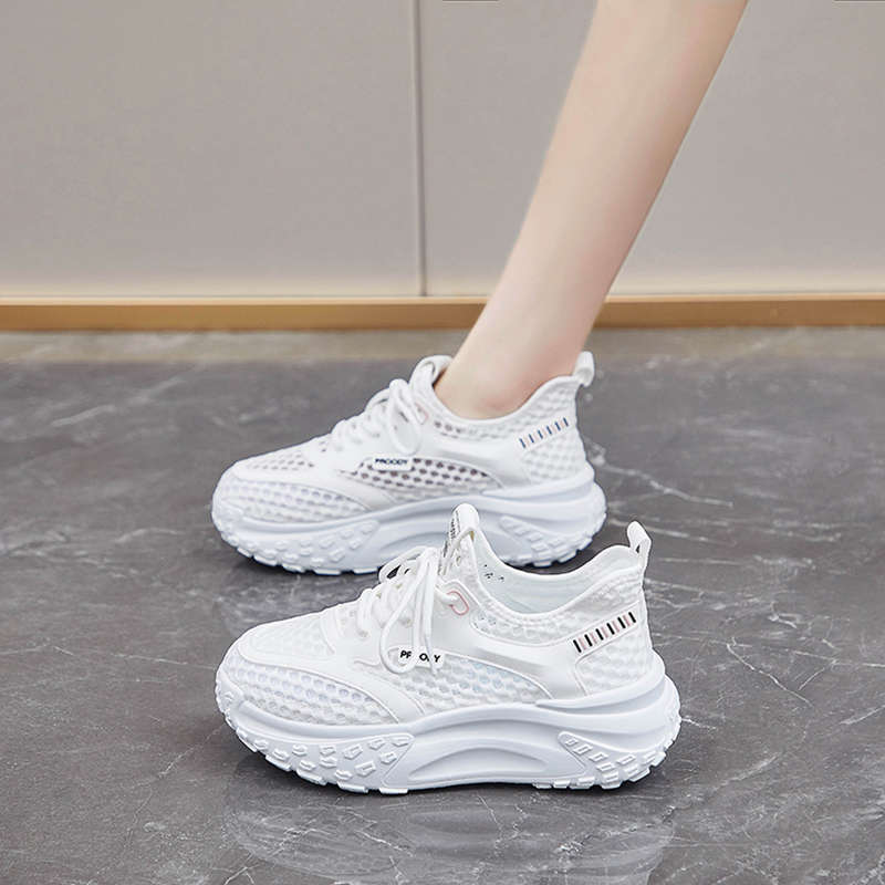Thick-soled Dad Shoes Women's New Summer Breathable Mesh Hollow Soft Sole Thin Mesh Shoes Sports Lightweight Women's Shoes