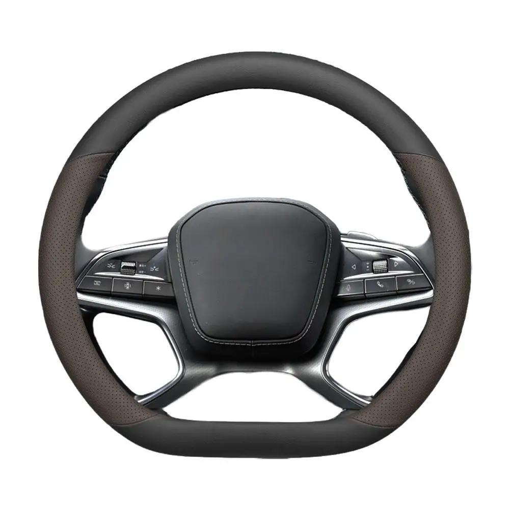Läder Rattöverdrag För BYD Sealion 7 2025 2025 Andningsbart Halkfritt Bilrattsskydd Tillbehör 1 ST V6R8