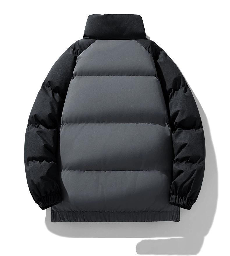 Winterliche Trendige Dicke Farbblockierte Stehkragen Baumwolljacke für Paare