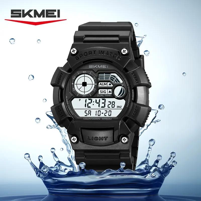 SKMEI 2403 Luminous Hands Waterproof Chronograph Watch LED Display Digital Movement Men's Sports Wristwatches for Men Clock