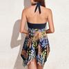 Women's Fashion Split Sexy Backless Print Beach Swimsuit (2 Sets With Chest Pad Without Steel Bra)