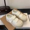 2025 Autumn and Winter New Soft Cute~ Big Round Head Velcro Biscuits Leather Platform Casual Shoes Women's Little White Shoe Board