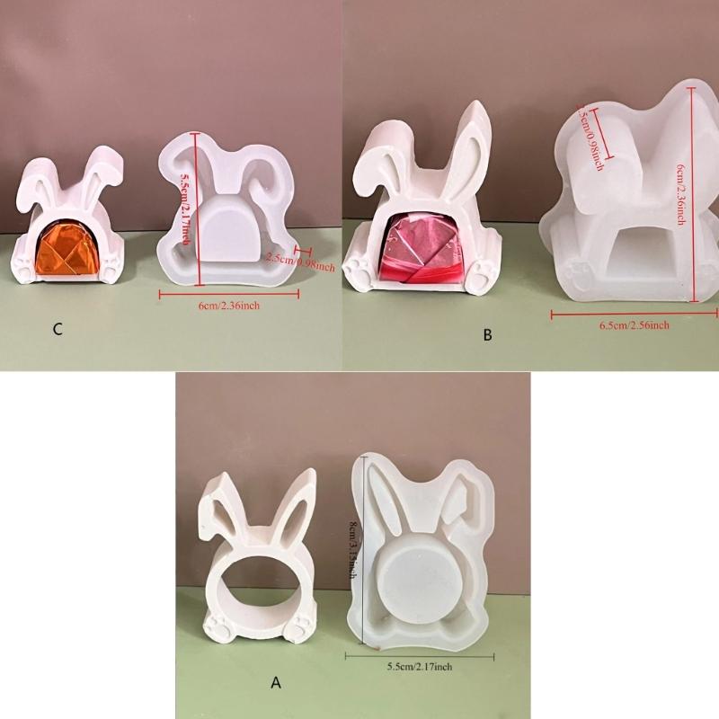 Rabbits Shaped Silicone Mould Heat Resistant Easy Cleaning Detailed Easters Candle Making Supplies