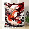 Japanese Fox Waves Art Print PosterBlanket Flannel Throw Blanket for Sofa, Bed, Travel, Camping, Office, Couch, Chair, And Bed Gift for Chri