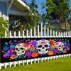 1Pcs Day of The Dead Sugar Skull Banner Floral Pattern Dia De Los Muertos Outdoor Patio Halloween Party Wall Decor
