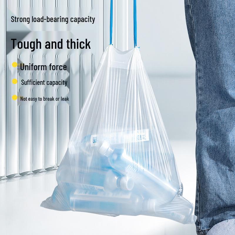 Extra-Thick No-Tear White Drawstring Trash Bags, Large Size for Kitchen