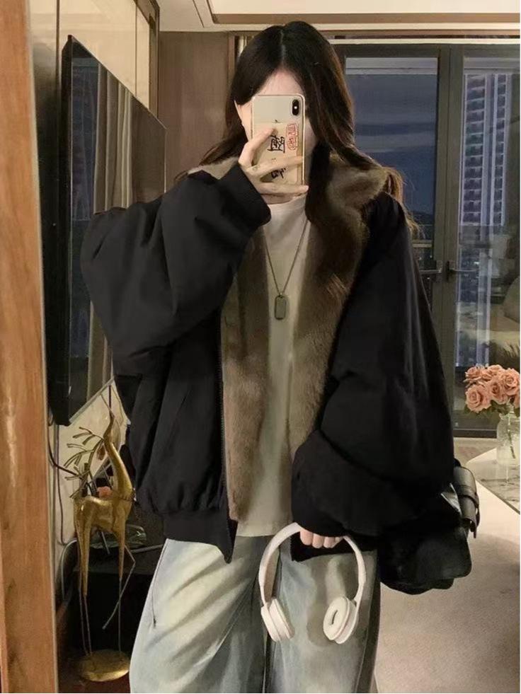 Men's Double-Sided Mountain Carving Hooded Cotton Jacket - American Style, Warm & Versatile Winter Wear